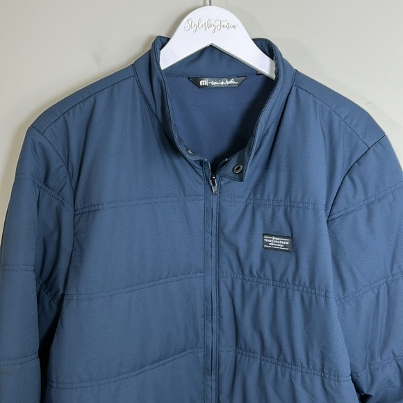 TravisMathew Interlude Puffer Golf Jacket Mens Navy Blue Full Zip Stretch M NEW - Picture 5 of 16